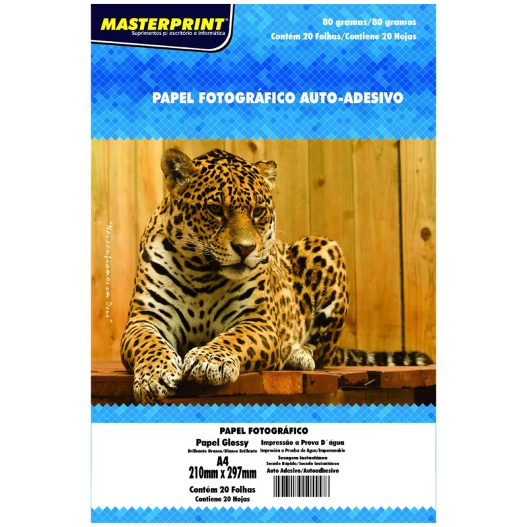 Papel Adesivo Glossy 80g A4 Fotográfico Branco Br