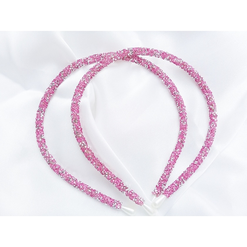 Tiara Tubinho Decorada Artesanal – Rosa Prata  – Ref. T100/ 0126