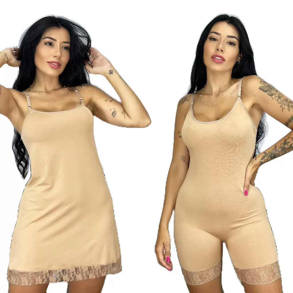 Kit 2 Anágua Macacão E Vestido Feminino Segunda Pele com alça regulável