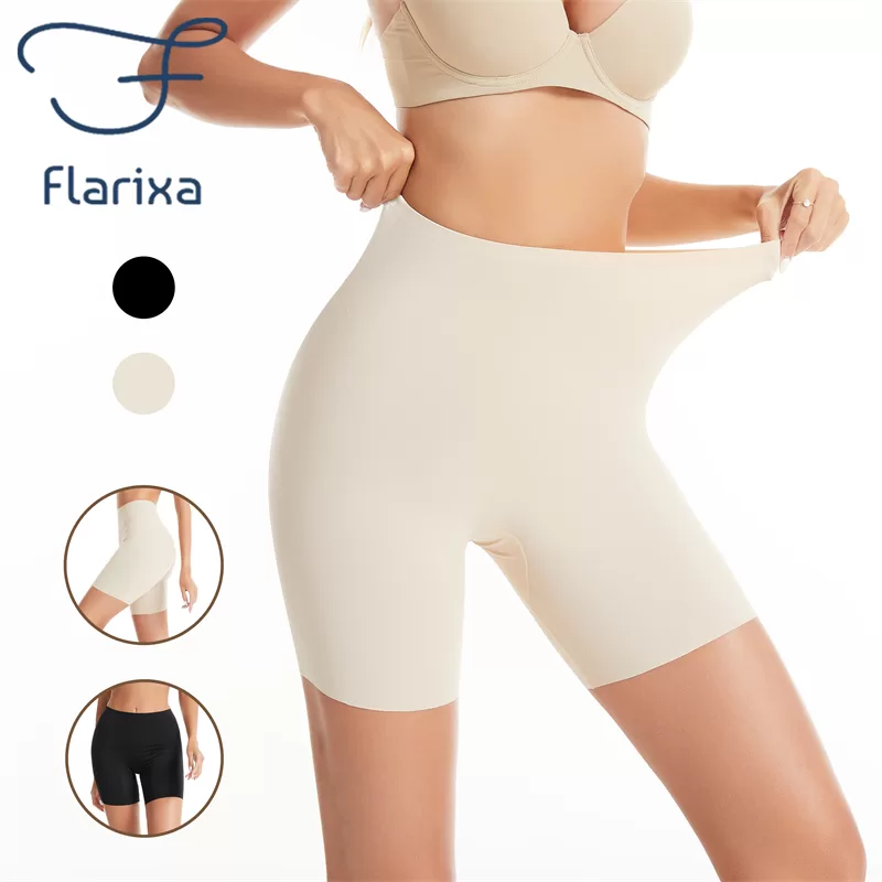 FLARIXA Calças de Segurança Sem Costura Cintura Alta Slip Shorts Mulheres Stretch Boyshorts Panites