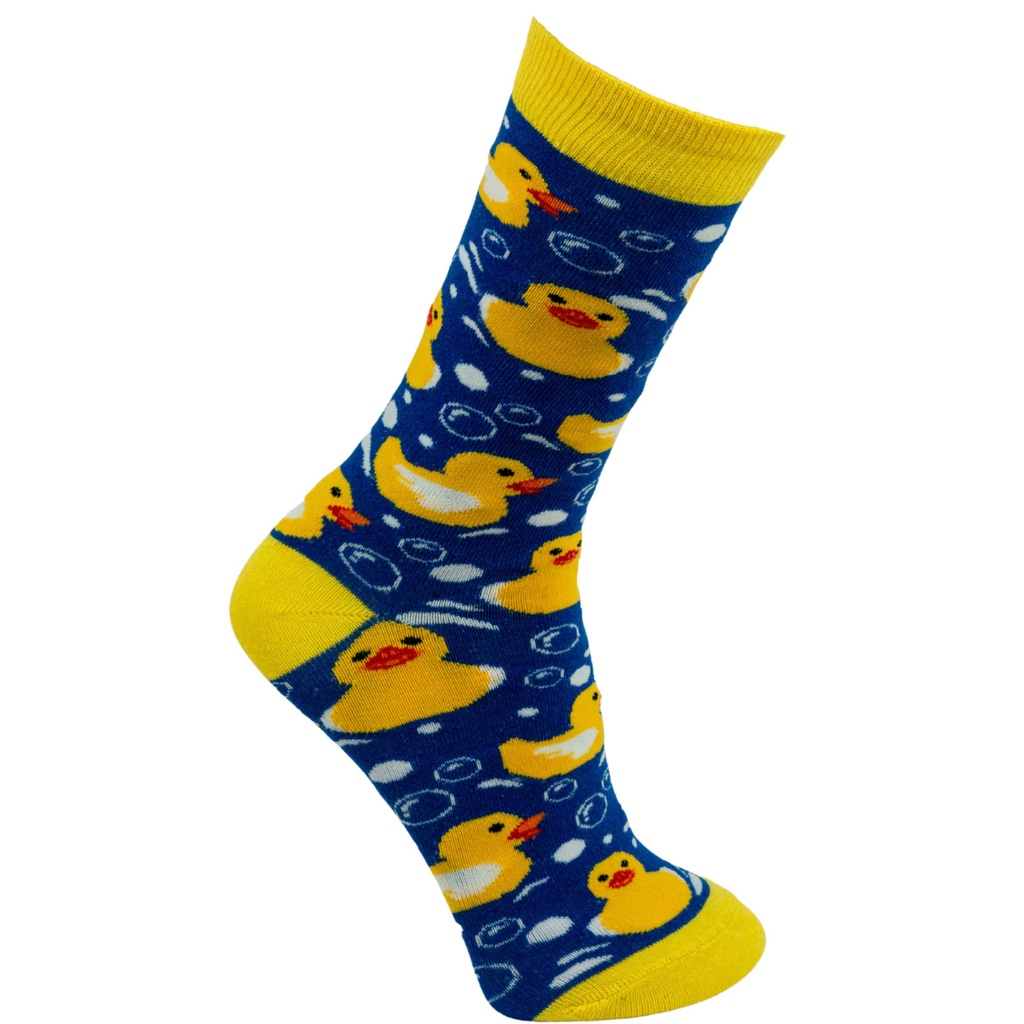 Meia Divertida Cano Longo Patinho de Borracha Oddo Azul Masculina/Feminina