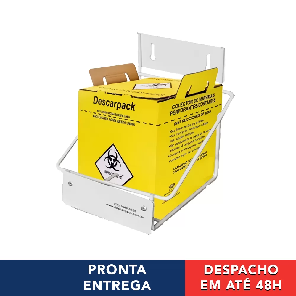 Suporte Caixa Coletora 13 Litros Para Descarte De Material Perfurocortante Infectante Lixo Hospitala