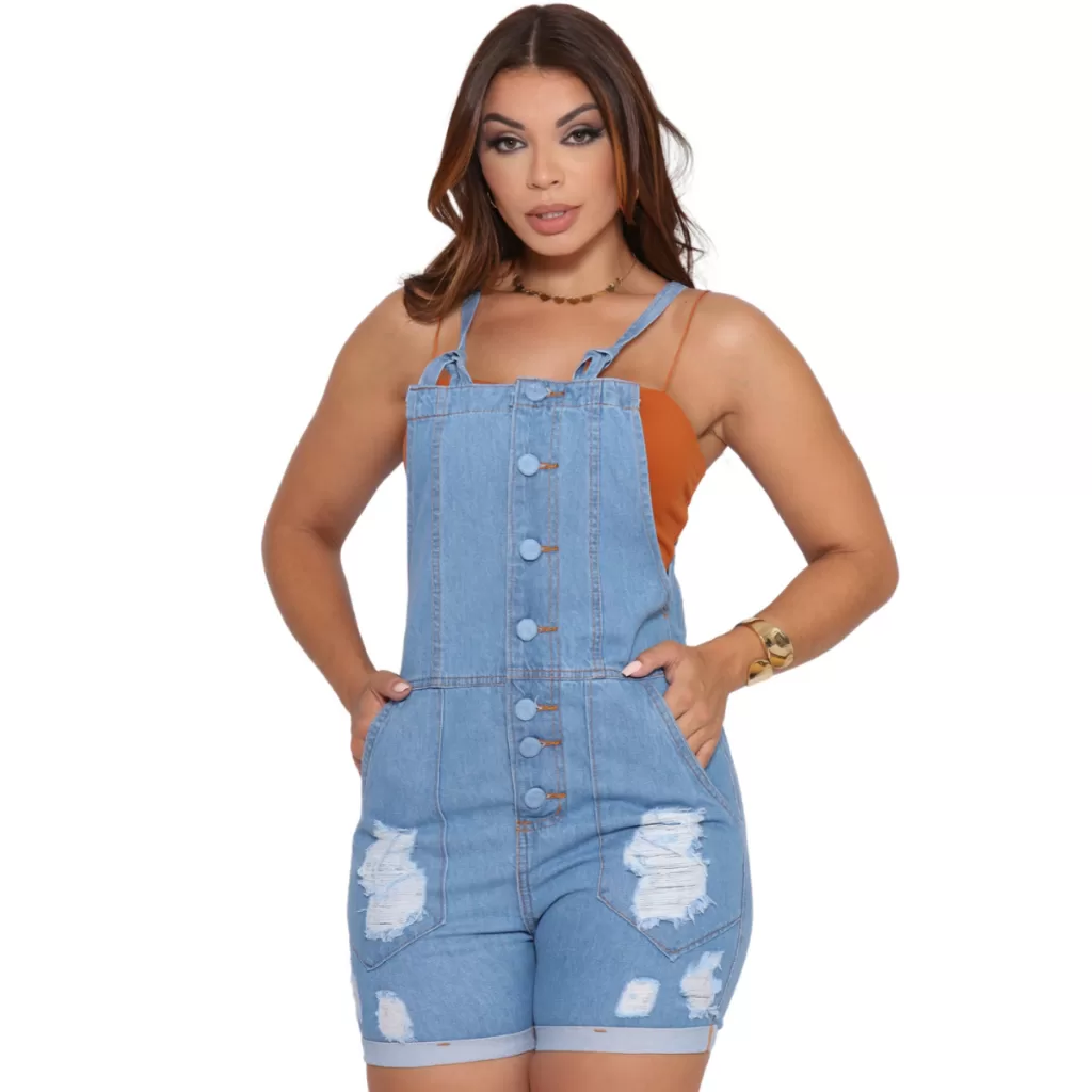 Jardineira Feminina Clara Moda Evangélica De Alça Feminino