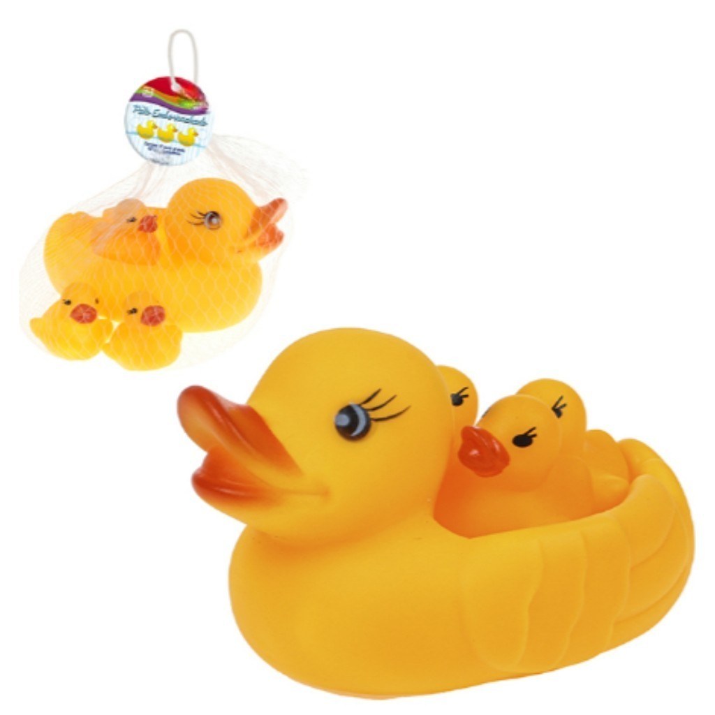 Brinquedo Infantil de Banho Pato com Patinhos Flutuantes
