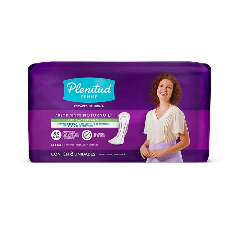 Absorvente Geriátrica Plenitude Femme Noturno com 8