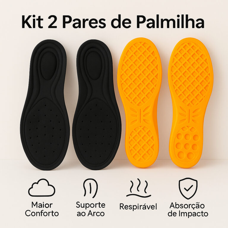 Kit 2 Pares de Palmilha de Gel Ortopédica Macia C
