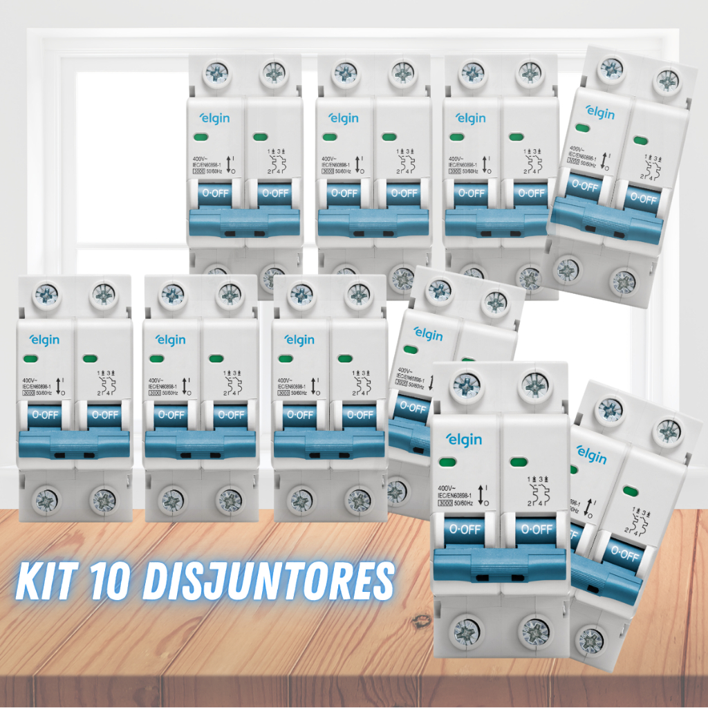 Kit Disjuntores Bipolar Curva C Elgin de 6a até 63a – 10 Unidades