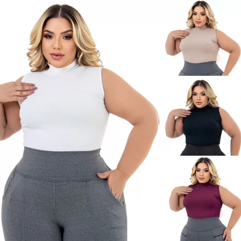 Regata Feminina Gola Alta Plus Size Confortável A