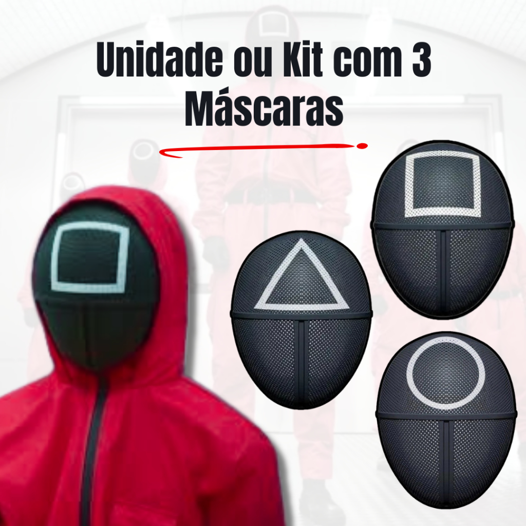 Kit 3 Pcs Máscara Cosplay Dos Soldados Round 6 Triangulo Quadrado Circulo pare Festa De Carnaval