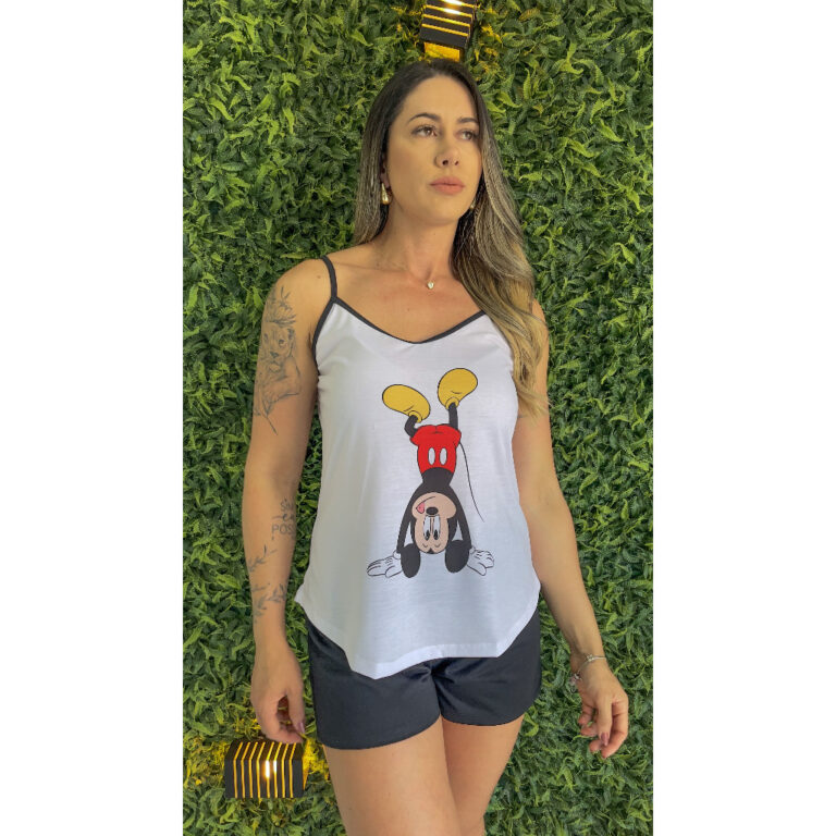 Pijama Feminino Adulto Alça Mickey Short Doll Cur