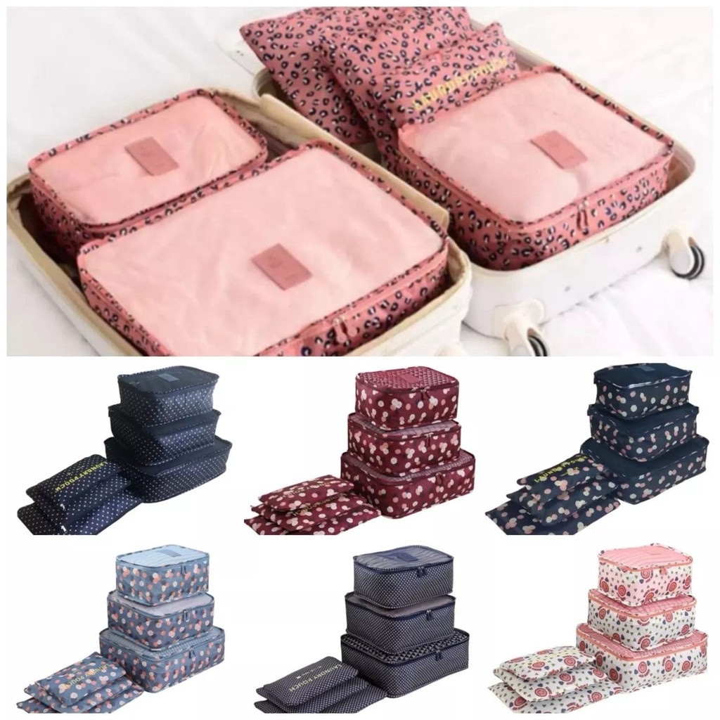 Bolsa de viagem Organizador de Mala com 6 peças Nylon com ziper
