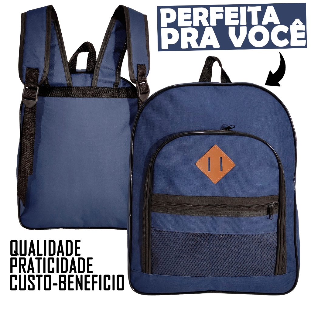 Mochila Bolsa Masculina Trabalho Grande Azul marinho