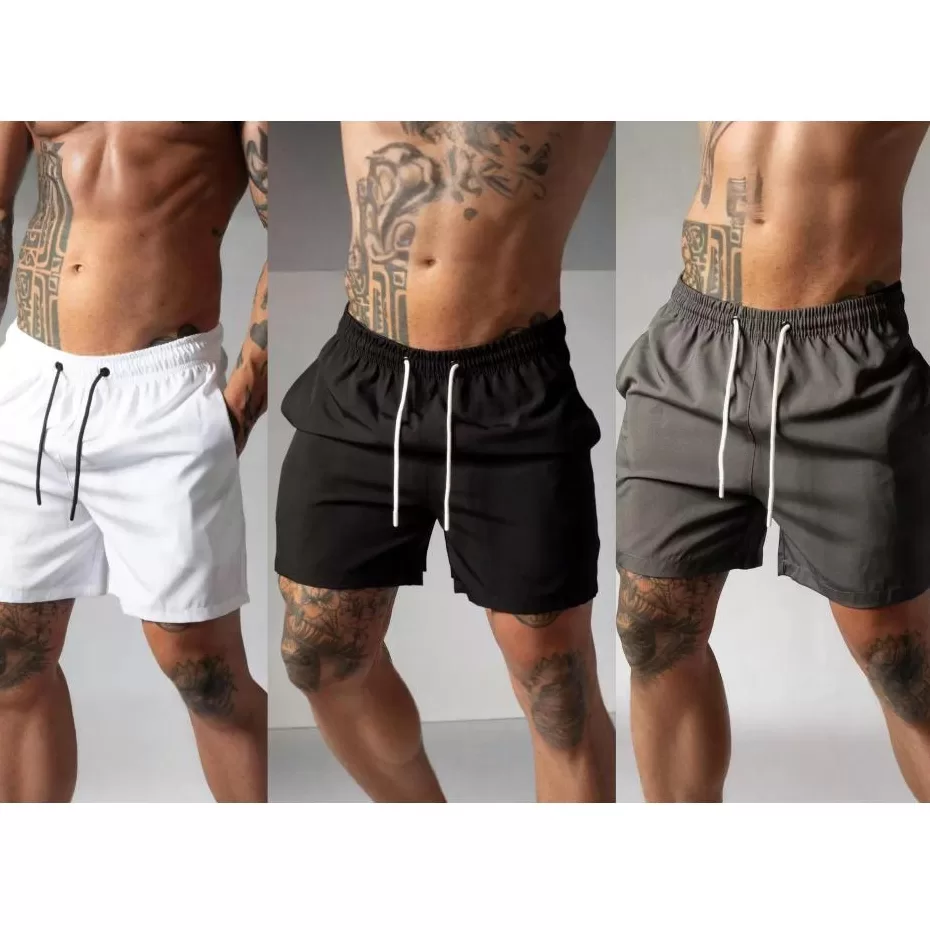 Kit 3 Bermuda Elastano Plus Size Masculina Original Chief Shorts Tactel com Elastano Praia Casual