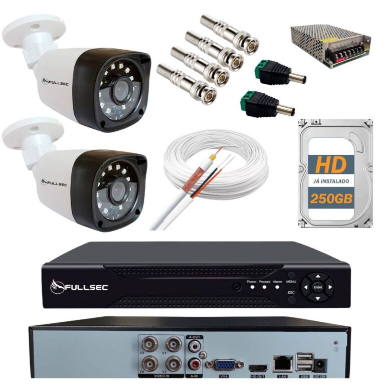 Kit 2 Câmeras Segurança Bullet Full Hd 1080p Dvr