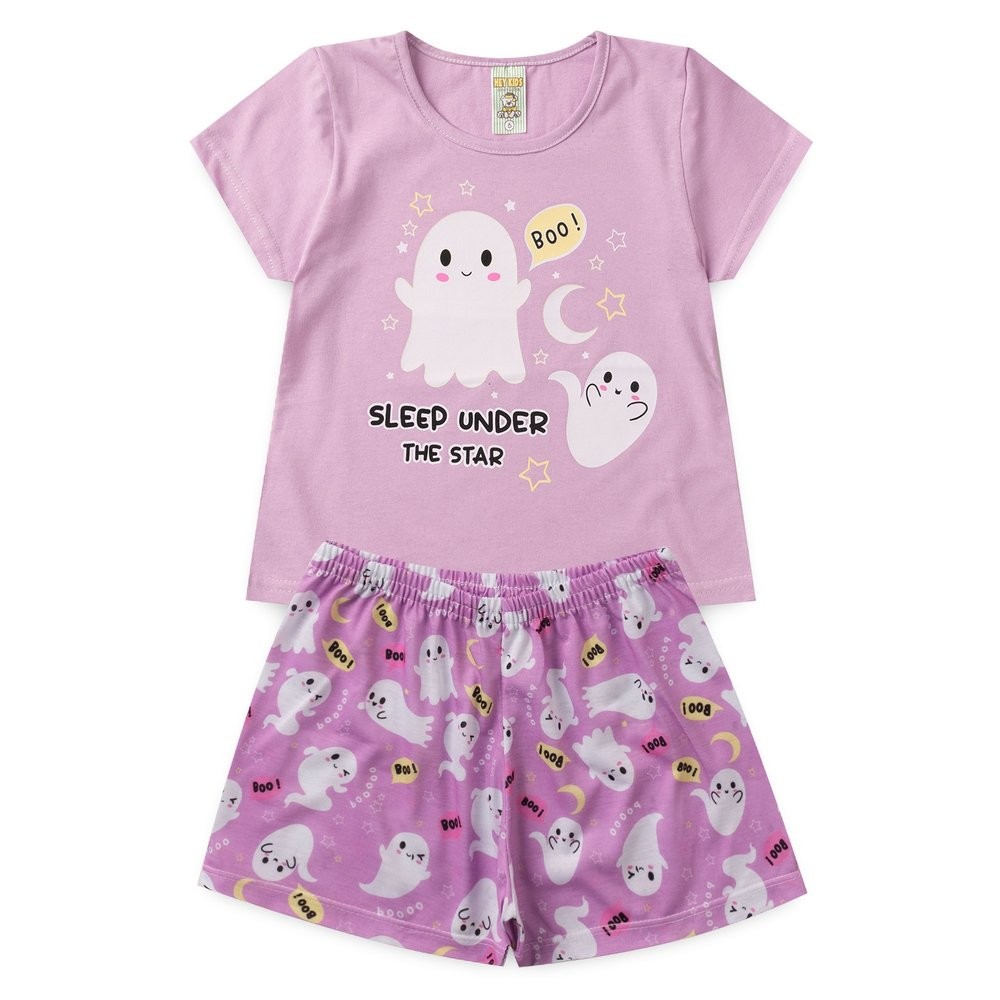 Pijama Infantil Feminino Verão Boo – Hey Kids – Lilás Lilás – 12