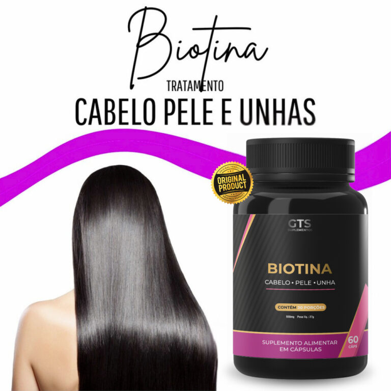 Biotina 500mg  Cabelos Fortes, Unhas Resistentes  