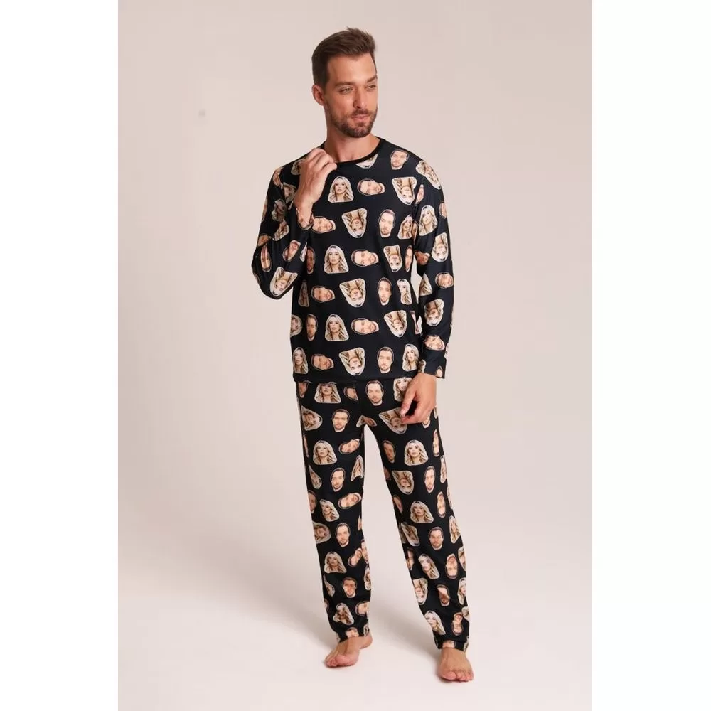 Pijama Masculino Personalizado Inverno – Customize com Suas Fotos – Pijama Longo Customizável – Pret