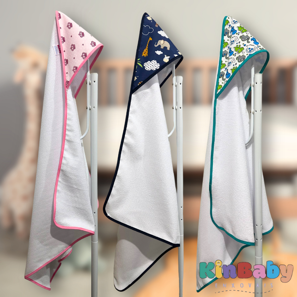 Toalha de banho Bebe com Capuz Forrado ESTAMPADO – Enxoval bebe estampas menino menina