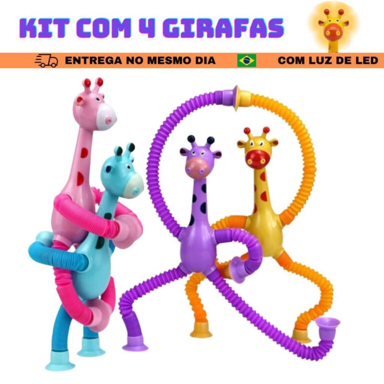 Kit 4 girafas estica e gruda melman pop it tubo ti
