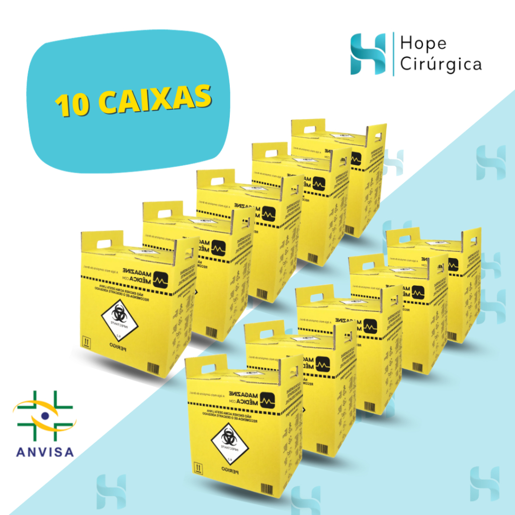 KIT 10 CAIXAS – Caixa Perfuro Cortante Coletor (03-Litros)