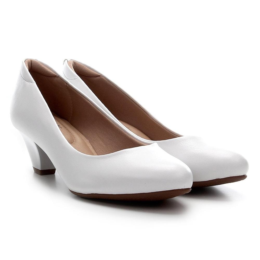 Scarpin Modare Ultraconforto Salto Médio Grosso – Branco