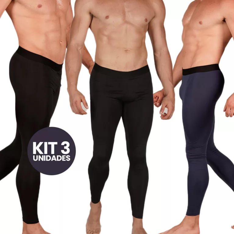 Kit 3 Calça Térmica Masculina Lisa Esportiva Bá