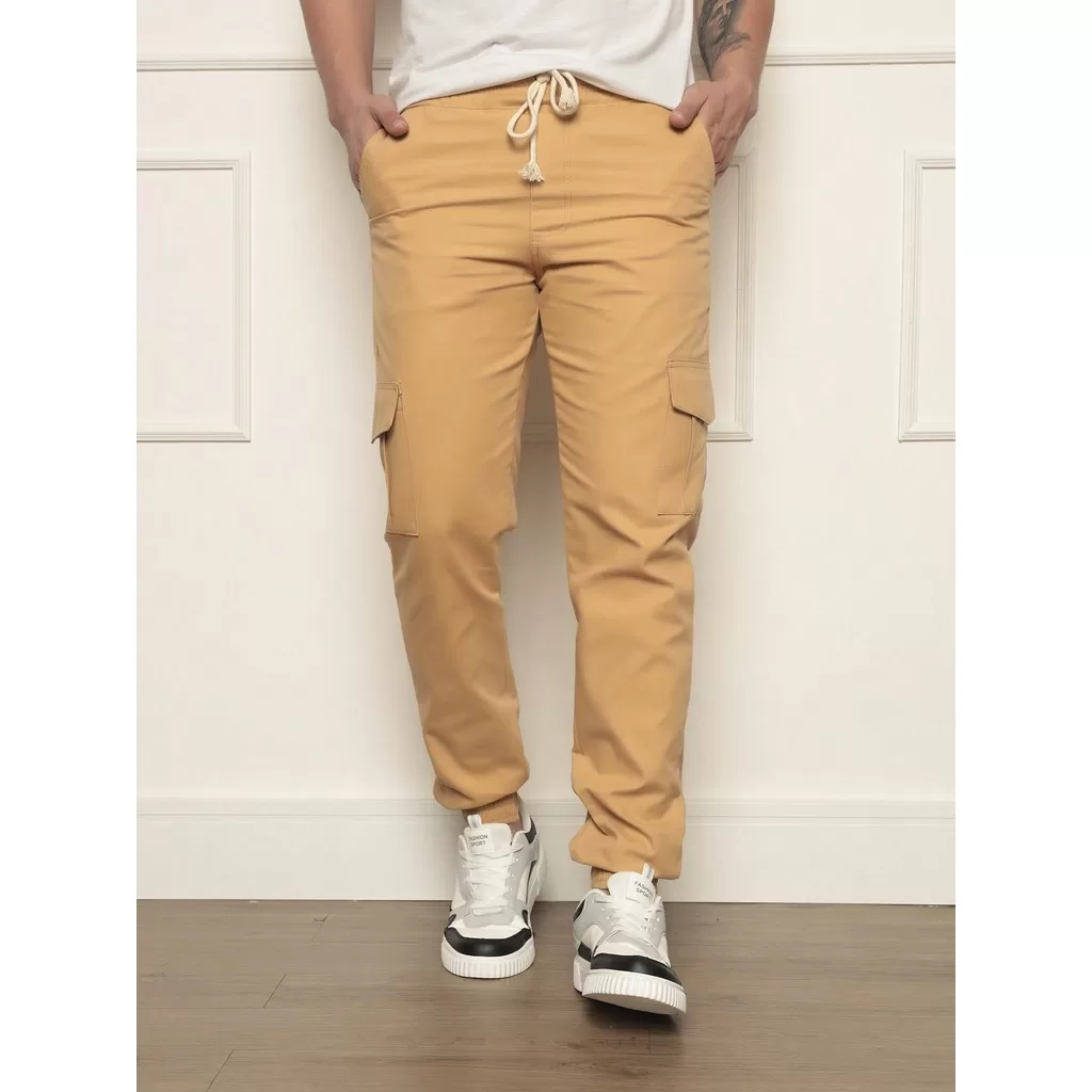 Calça Jogger Masculina Cargo Cintura com Cordão Moda Fashion