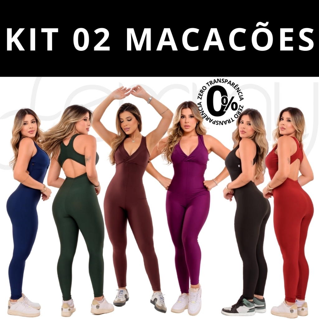 KIT 2 Macacão Longo Legg  Fitness Academia (BOJO REMOVÍVEL) ZERO TRANSPARENCIA