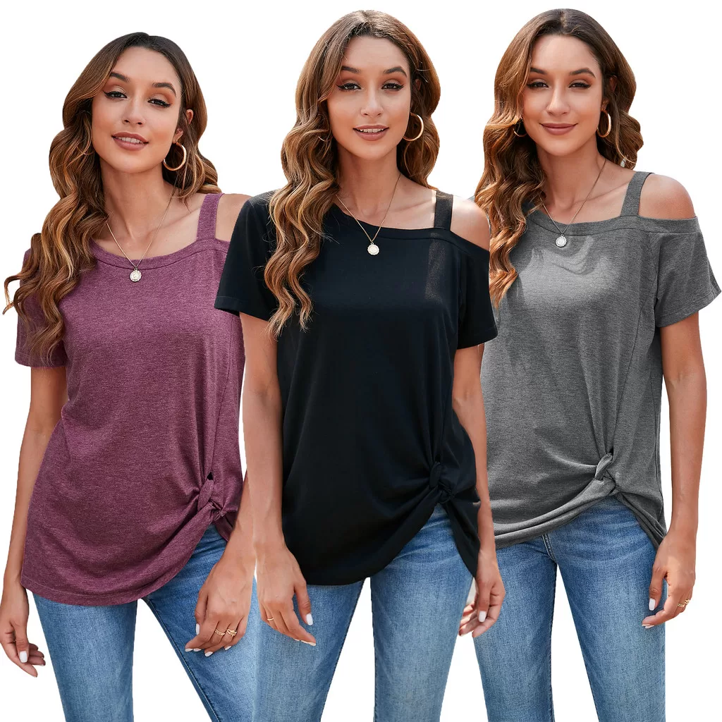 Hot Wind Camiseta Ombro A Ombro Blusa Manga Curta Soltinha Bata Blogueira Gola