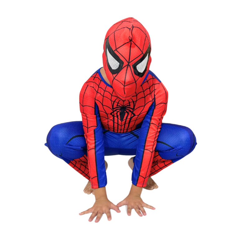 Fantasia Infantil Longa Homem Aranha Com Máscara 