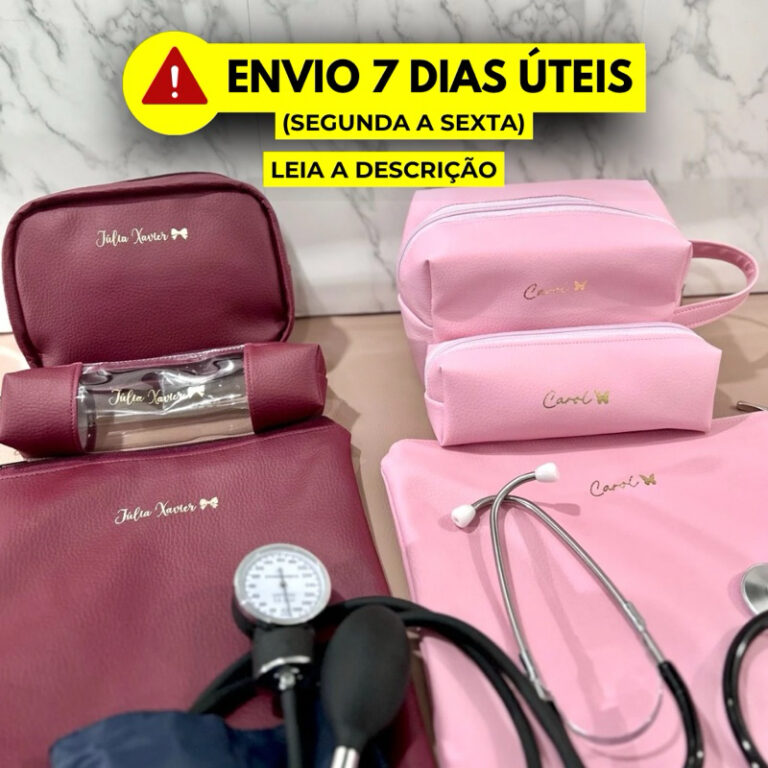 Kit Porta Jaleco + Estojo + Porta esteto e esfigmo