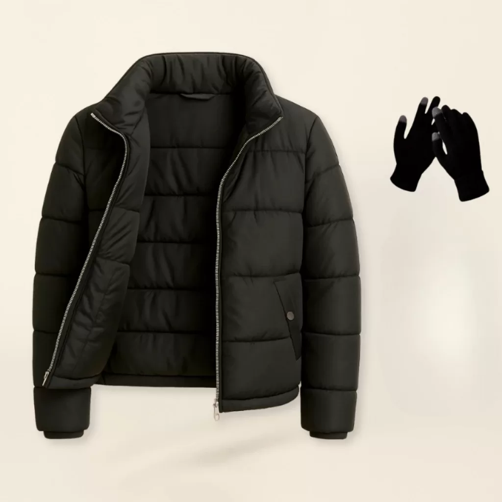 Kit Jaqueta Puffer Bobojaco E Luvas