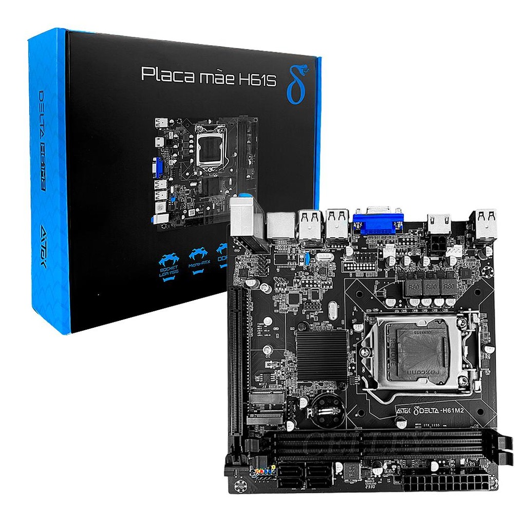 Placa Mãe H61S DDR3 Micro ATX LGA1155 PCI Express USB 2.0 Upgrade PC