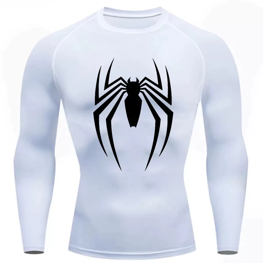 Camisa Compressão Proteção Uv 50+ Estampada Tecido Gelado Segunda Pele Manga Longa Aranha Venom Rash