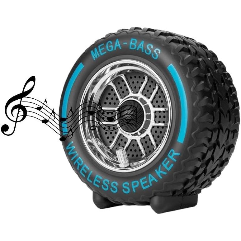 Alto-falante Bluetooth em Formato de Pneu – Luz RGB, Som de Alta Fidelidade, Portátil e Estiloso