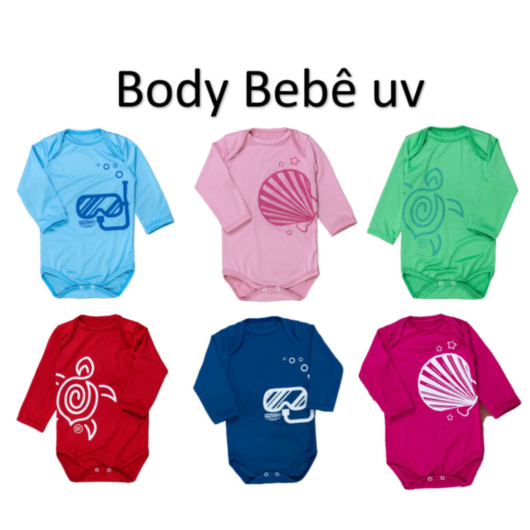 Body bebê proteção UV50+ manga longa moda praia