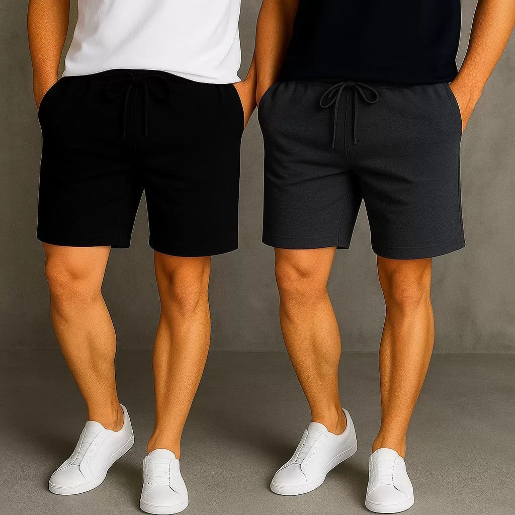 Kit 2 Bermuda Masculina Moletinho Casual Academia Bolsos Cintura Elástica P ao GG