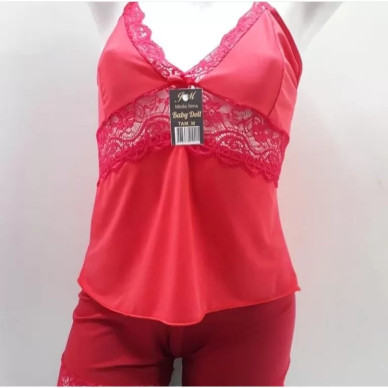 Baybe Doll em Poliamida Vermelho