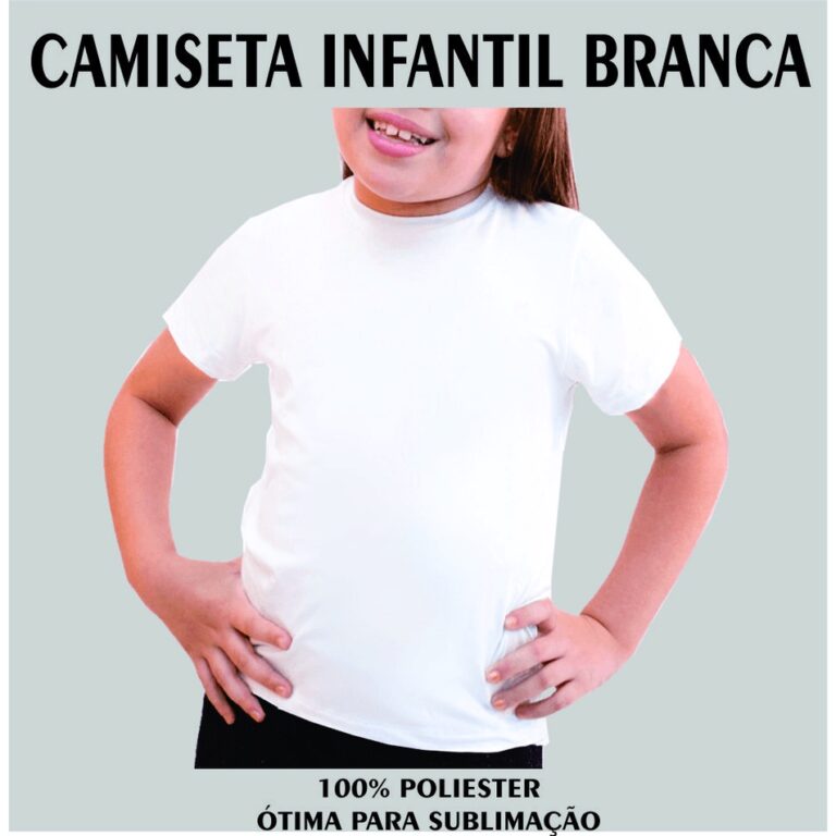Camiseta Infantil Branca 100% Poliester