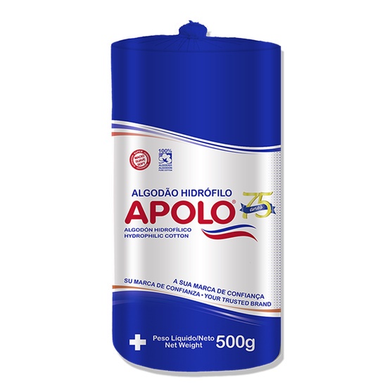 Algodão Hidrófilo Apolo Rolo Econômico 500g