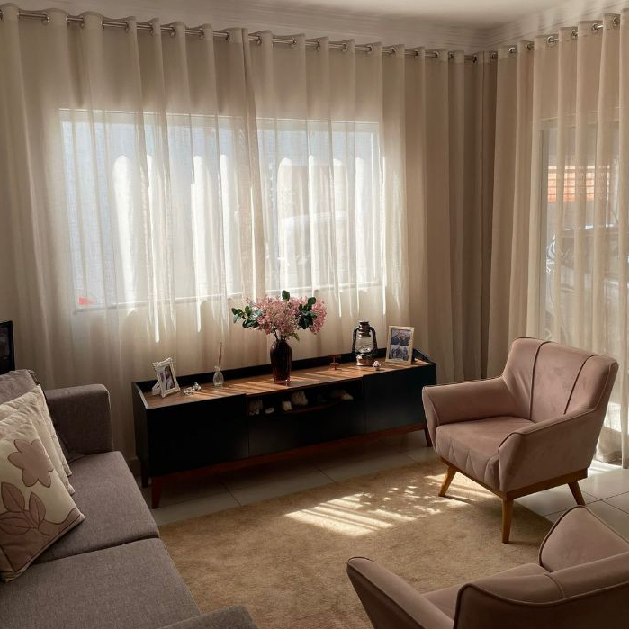Cortina Voil Gaze Linho Flame Sala/Quarto 3 metros