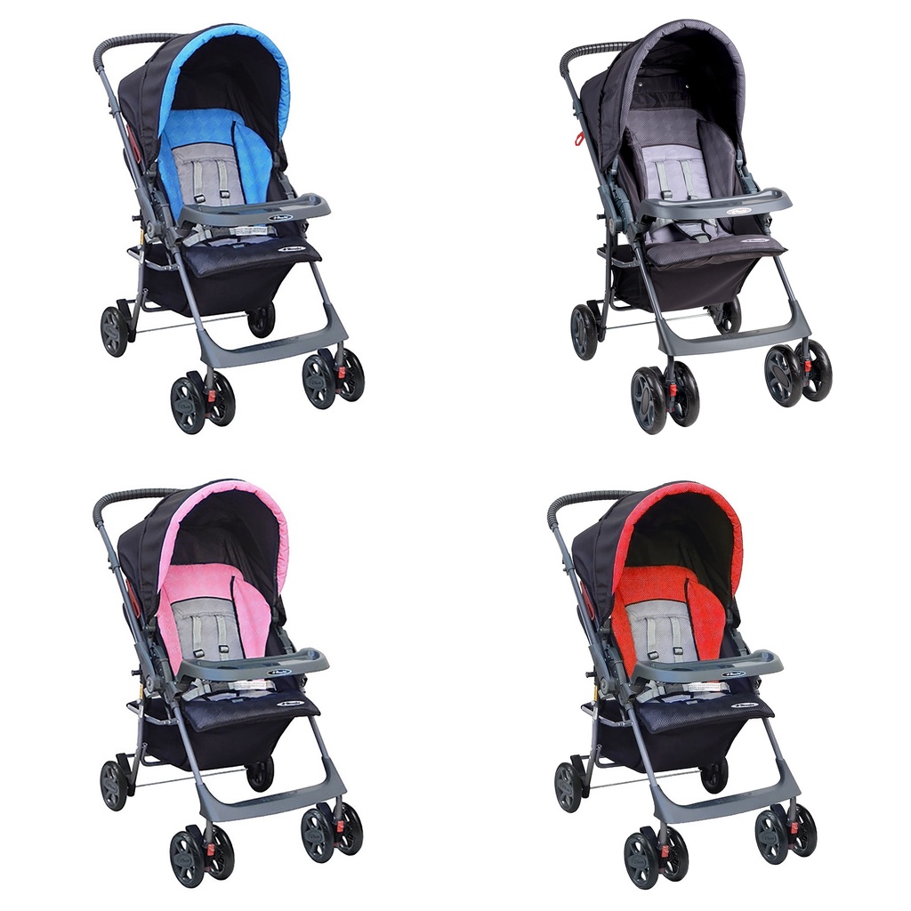 Carrinho de bebê Topázio para passeio reclinável e dobravel com 5 posição até 15kg Bandeja removível