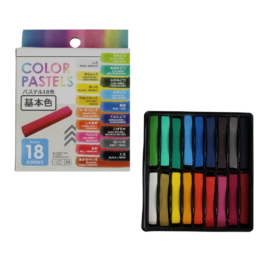 Giz Pastel Seco Com 18 Cores Fluorescente Para Colorir E Pintar