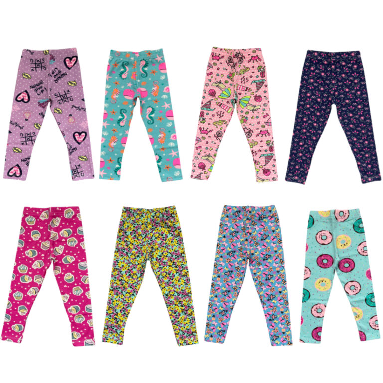Kit 5 Calças Legging Infantil Juvenil em Algodão
