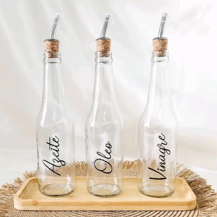 Kit 03 Galheteiros em Vidro com 355ml com Bico Dos