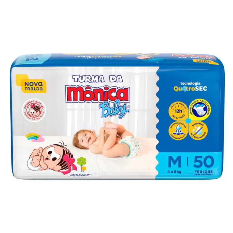 Fralda Infantil Turma da Mônica Baby Mega Tamanho