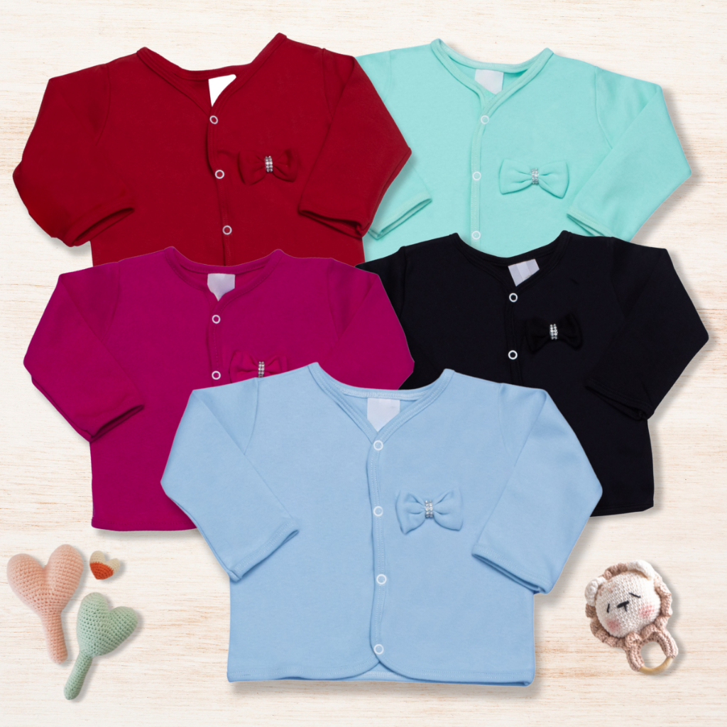 Casaquinho Bebê Menina Meia Estação 100% Algodão Confortável e Antialérgico com Detalhe Lacinho