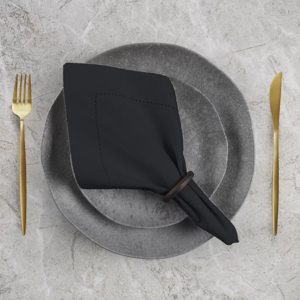 Guardanapo de Tecido Algodão Ponto Ajour 6 Peças – Preto