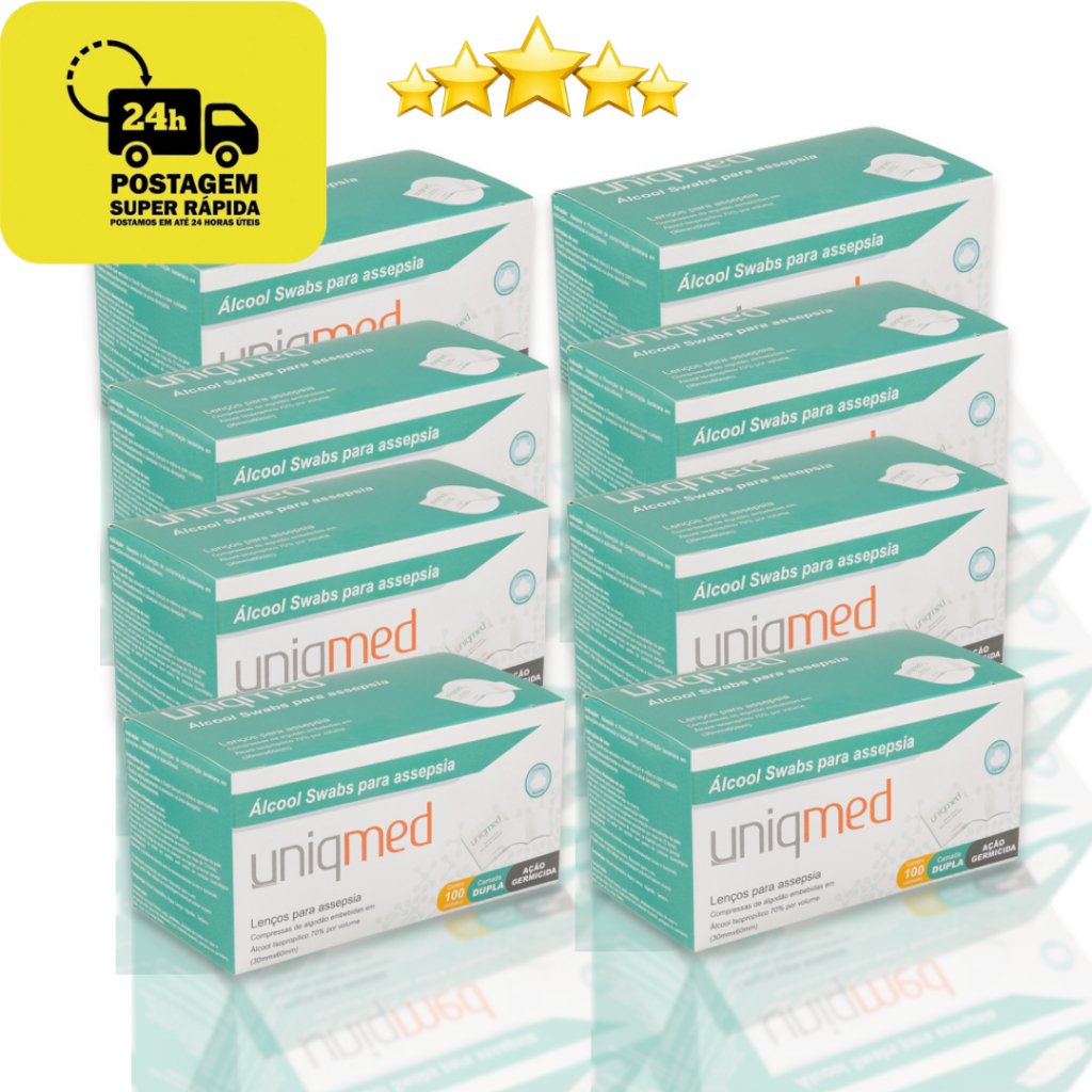 KIT Swab Almofada Alcool Em Sache Uniqmed – Alcool Swabs 500 A 15OO unidades