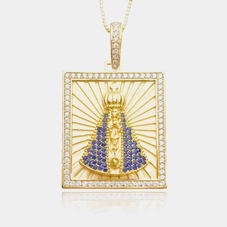 Pingente Nossa Senhora Placa Cravejada em Zircôni
